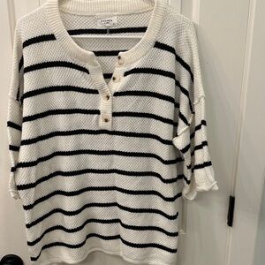 Andre Striped Knit Sweater Blacn and White L